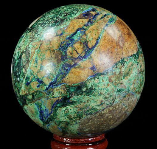 Polished Azurite, Chrysocolla & Malachite Sphere - Peru #65064